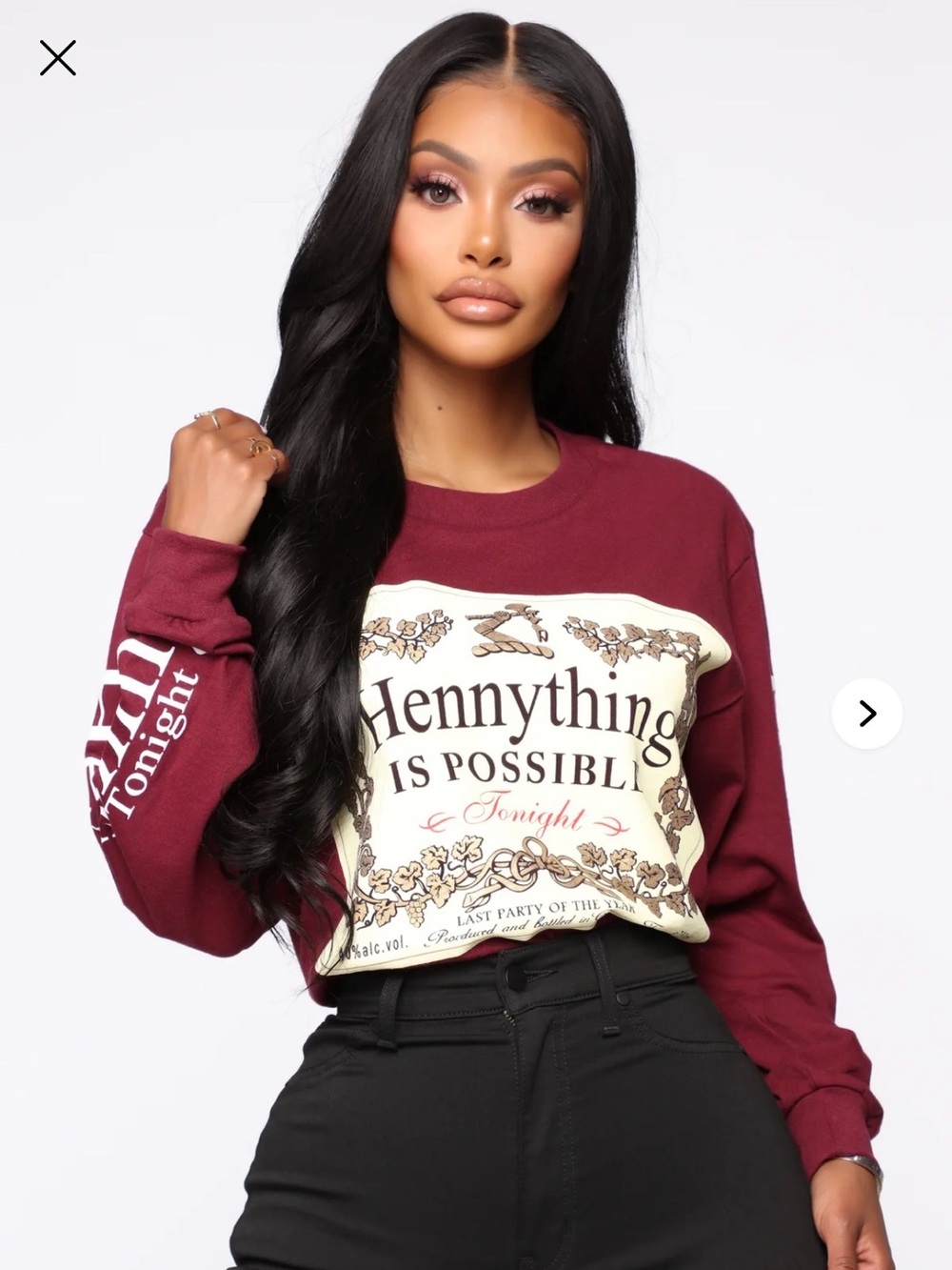 Fashion Nova Women’s Hennything Is Possible' Burgundy Long Sleeve Top | Size: L